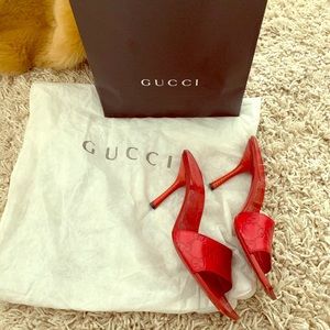 Authentic Guccissima Square open toe Mules